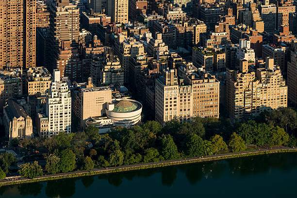 The Upper East side of Manhattan, Guggenheim Museum, Central Park, buildings and Jacqueline Kennedy reservoir